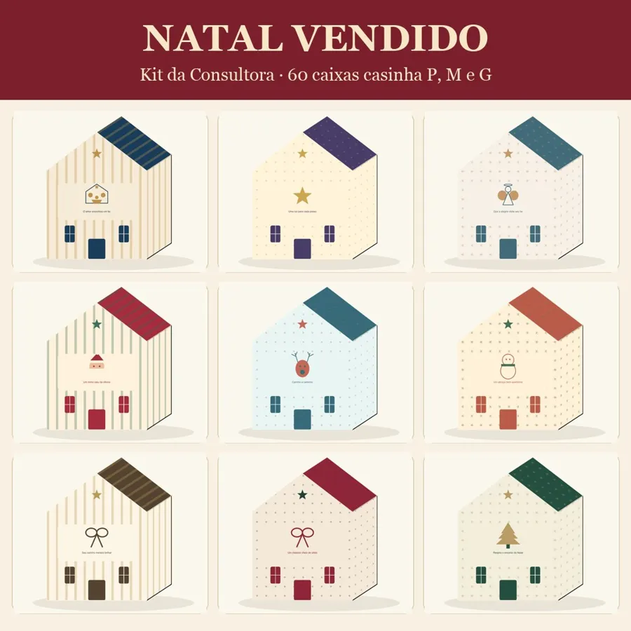 Mosaico com nove das 60 caixas casinha do kit