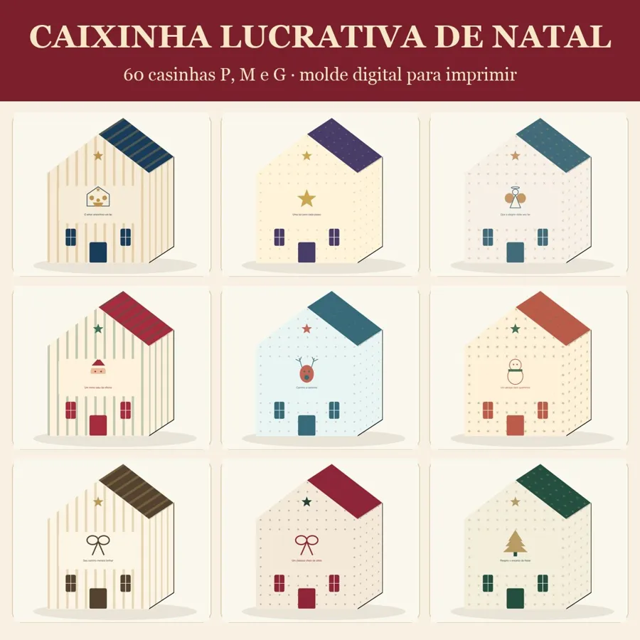 Mosaico com nove das 60 caixas casinha do kit